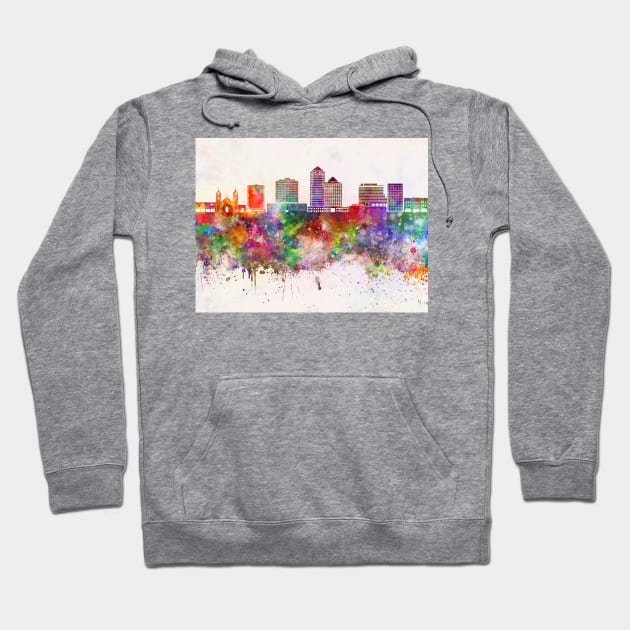 Albuquerque V2 skyline in watercolor background Hoodie by PaulrommerArt